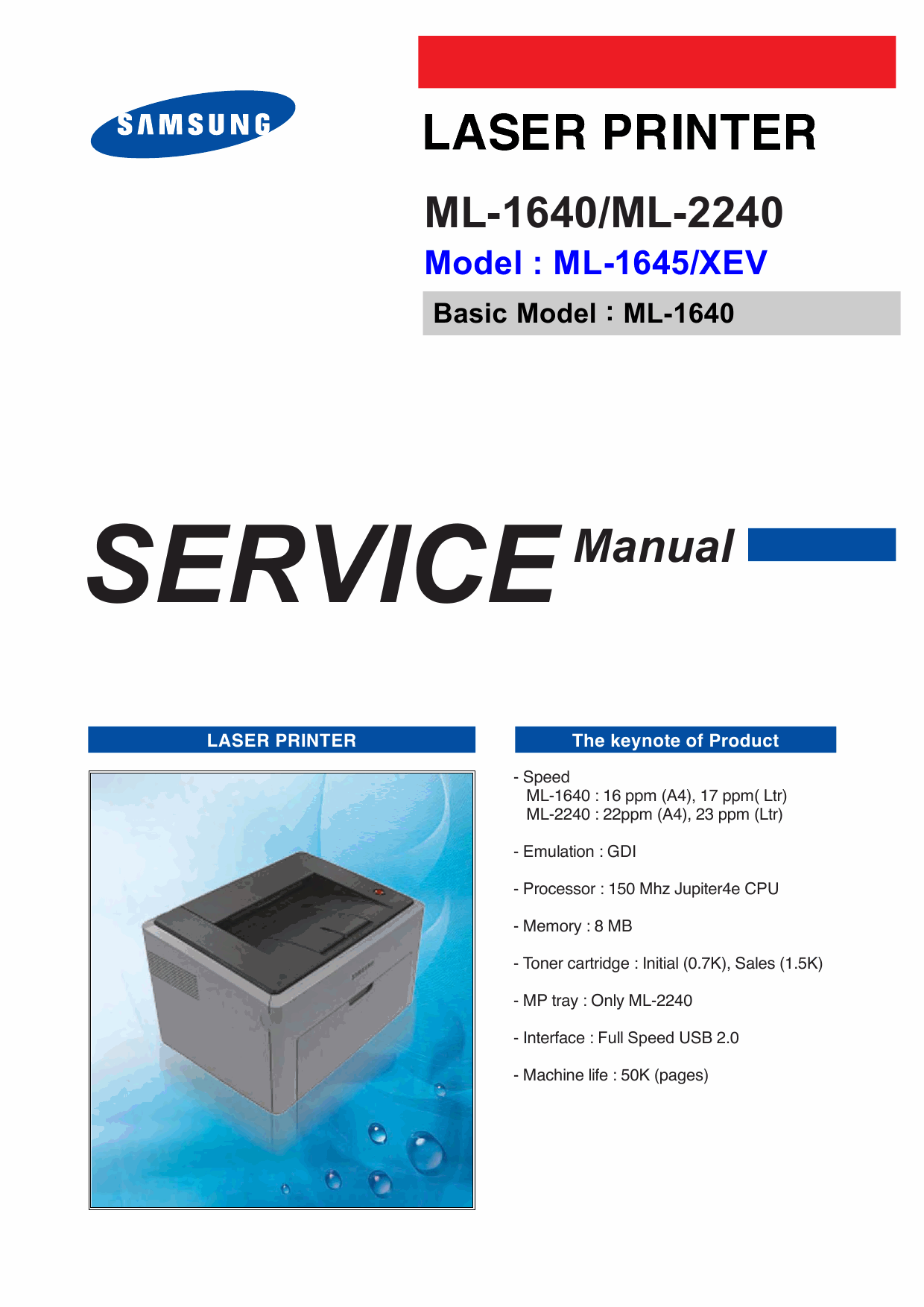 Samsung Laser-Printer ML-1640 2240 Parts and Service Manual-1